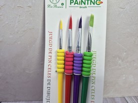 Set 4 pinceles colores con grip goma